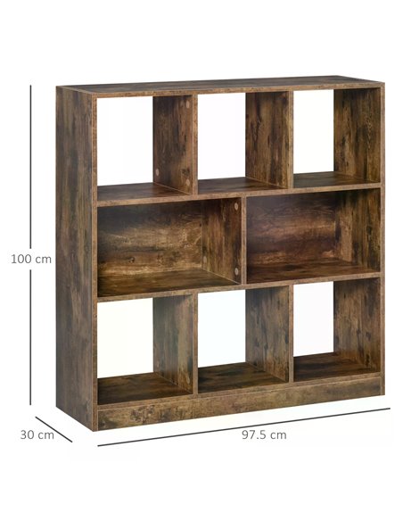 HOMCOM Rustic Brown 3-Tier Bookcase, Storage Shelf Display Rack Organizer for Home Office, Living Room, Playroom 838-098 - pic 68526 | FastDaddyshop