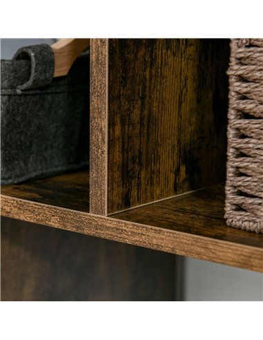 HOMCOM Rustic Brown 3-Tier Bookcase, Storage Shelf Display Rack Organizer for Home Office, Living Room, Playroom 838-098