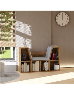 HOMCOM Bookcase Shelf Storage Seat with Cushion, Rustic Brown 836-115V70BN 2