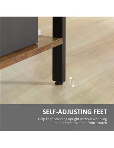 HOMCOM Industrial Storage Shelf Bookcase Closet Floor Standing Display Rack with 5 Tiers, Metal Frame for Living Room & Study, R