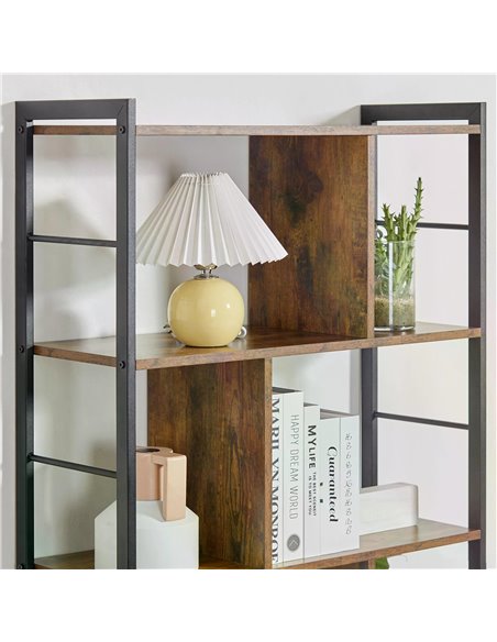 HOMCOM Industrial Storage Shelf Bookcase Closet Floor Standing Display Rack with 5 Tiers, Metal Frame for Living Room & Study, R - pic 68549 | FastDaddyshop
