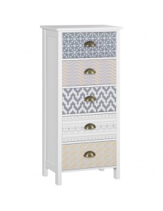 Homcom Slim Chest of Drawers, 5-Drawer Tallboy Dresser, with Metal Handles