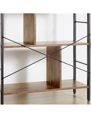 HOMCOM Industrial Storage Shelf Bookcase Closet Floor Standing Display Rack with 5 Tiers, Metal Frame for Living Room & Study, R