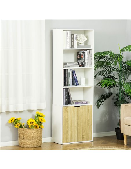 HOMCOM 2 Door 4 Shelves Tall Bookcase Modern Storage Cupboard Display Unit for Living Room Study Bedroom Home Office Furniture W - pic 68551 | FastDaddyshop