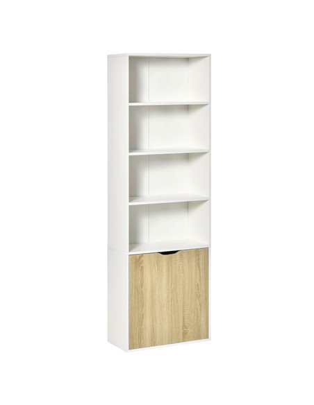 HOMCOM 2 Door 4 Shelves Tall Bookcase Modern Storage Cupboard, White - Oak 836-483AK - pic 68552 | FastDaddyshop