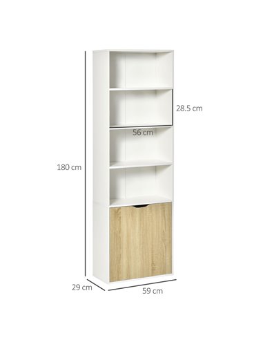 HOMCOM 2 Door 4 Shelves Tall Bookcase Modern Storage Cupboard Display Unit for Living Room Study Bedroom Home Office Furniture W