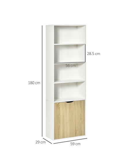 HOMCOM 2 Door 4 Shelves Tall Bookcase Modern Storage Cupboard Display Unit for Living Room Study Bedroom Home Office Furniture W - pic 68553 | FastDaddyshop