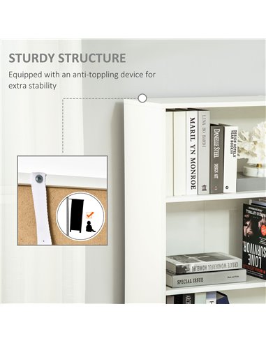 HOMCOM 2 Door 4 Shelves Tall Bookcase Modern Storage Cupboard Display Unit for Living Room Study Bedroom Home Office Furniture W