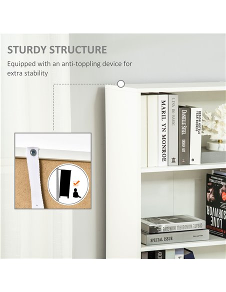 HOMCOM 2 Door 4 Shelves Tall Bookcase Modern Storage Cupboard Display Unit for Living Room Study Bedroom Home Office Furniture W - pic 68555 | FastDaddyshop