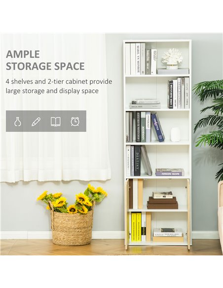 HOMCOM 2 Door 4 Shelves Tall Bookcase Modern Storage Cupboard Display Unit for Living Room Study Bedroom Home Office Furniture W - pic 68556 | FastDaddyshop