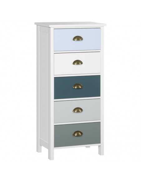 Homcom Slim Chest of Drawers, Five-Drawer Dresser, with Metal Handle - pic 6856 | FastDaddyshop