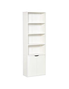 HOMCOM 2 Door 4 Shelves Tall Bookcase Modern Storage Cupboard, White 836-483WT