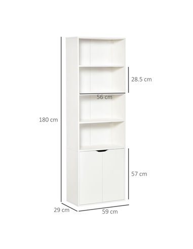 HOMCOM 2 Door 4 Shelves Tall Bookcase Modern Storage Cupboard Display Unit for Living Room Study Bedroom Home Office Furniture W
