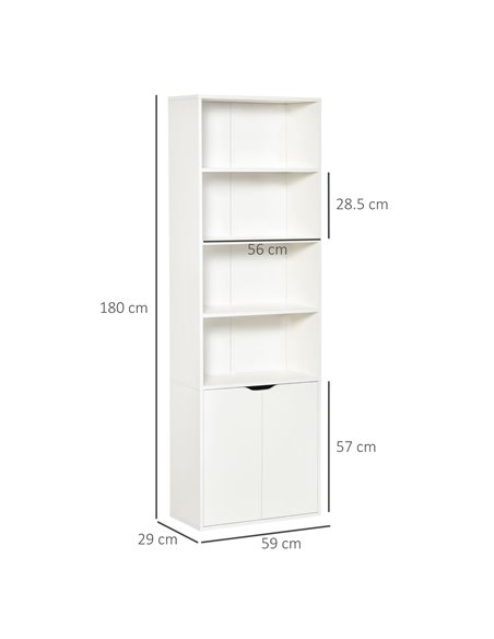 HOMCOM 2 Door 4 Shelves Tall Bookcase Modern Storage Cupboard Display Unit for Living Room Study Bedroom Home Office Furniture W - pic 68562 | FastDaddyshop