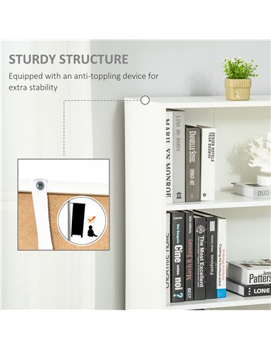 HOMCOM 2 Door 4 Shelves Tall Bookcase Modern Storage Cupboard Display Unit for Living Room Study Bedroom Home Office Furniture W