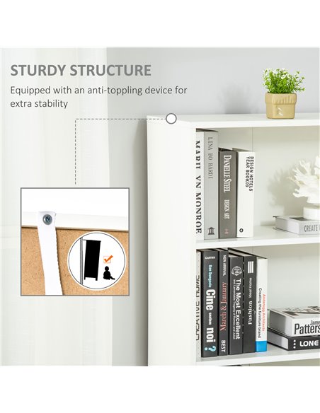 HOMCOM 2 Door 4 Shelves Tall Bookcase Modern Storage Cupboard Display Unit for Living Room Study Bedroom Home Office Furniture W - pic 68563 | FastDaddyshop