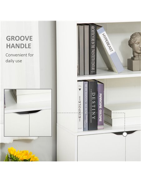 HOMCOM 2 Door 4 Shelves Tall Bookcase Modern Storage Cupboard Display Unit for Living Room Study Bedroom Home Office Furniture W - pic 68564 | FastDaddyshop
