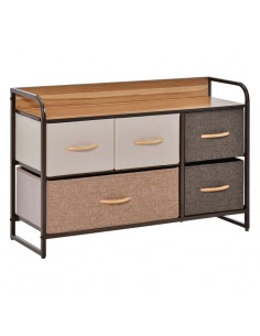 Homcom Drawers Storage Tower Dresser with Wood Top, Steel Frame, Storage Organizer