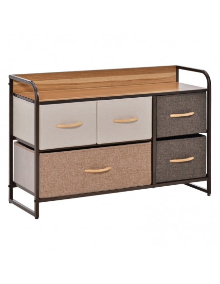 Homcom Drawers Storage Tower Dresser with Wood Top, Steel Frame, Storage Organizer - pic 6859 | FastDaddyshop