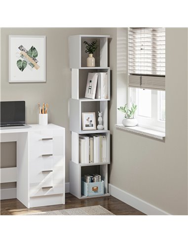 HOMCOM Modern 5-Tier Bookshelf, Freestanding Bookcase Storage Shelving for Living Room Home Office Study, Light Grey 836-538LG