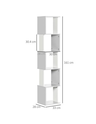 HOMCOM Modern 5-Tier Bookshelf, Freestanding Bookcase Storage Shelving for Living Room Home Office Study, Light Grey 836-538LG