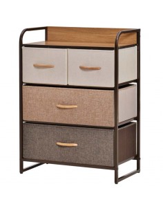 Homcom Drawers Storage Tower Dresser with Wood Top, Steel Frame Folding Organizer