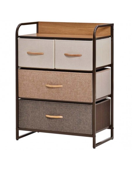 Homcom Drawers Storage Tower Dresser with Wood Top, Steel Frame Folding Organizer - pic 6860 | FastDaddyshop
