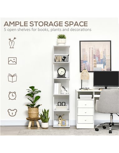 HOMCOM Modern 5-Tier Bookshelf, Freestanding Bookcase Storage Shelving for Living Room Home Office Study, Light Grey 836-538LG