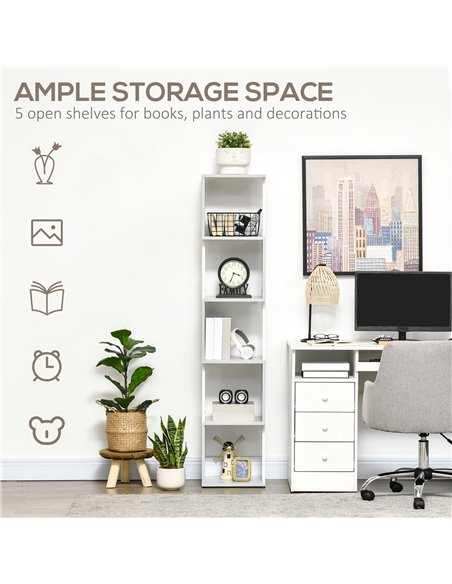 HOMCOM Modern 5-Tier Bookshelf, Freestanding Bookcase Storage Shelving for Living Room Home Office Study, Light Grey 836-538LG - pic 68600 | FastDaddyshop