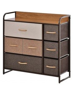 Homcom 7-Drawer Dresser, Fabric Chest of Drawers, with Steel Frame Wooden Top