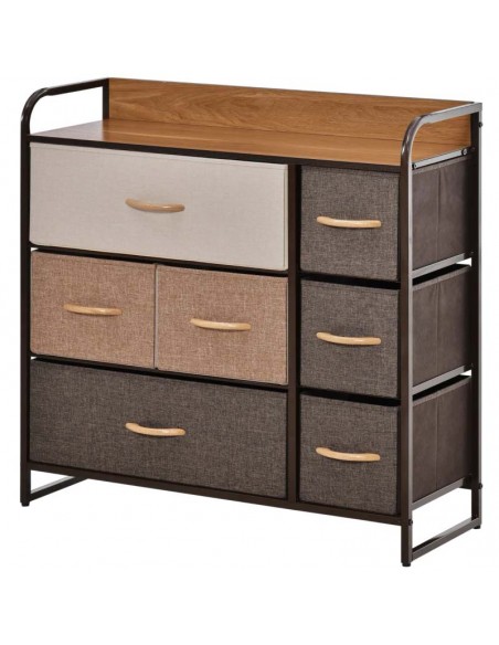 Homcom 7-Drawer Dresser, Fabric Chest of Drawers, with Steel Frame Wooden Top - pic 6861 | FastDaddyshop