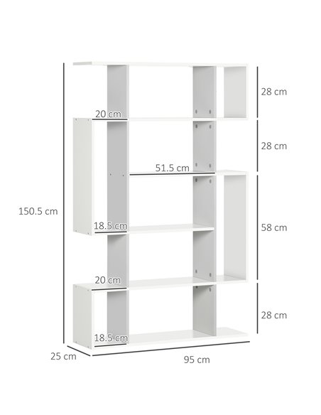 HOMCOM Modern Bookshelf, 5-Tier Bookcase with 13 Open Shelves, Freestanding Decorative Storage for Home Office, Study - White 83 - pic 68616 | FastDaddyshop
