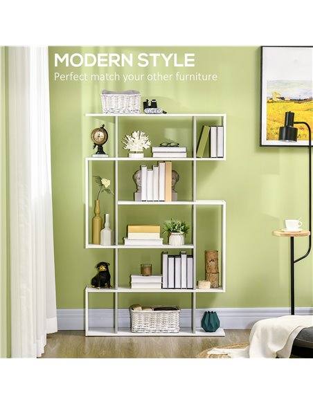 HOMCOM Modern Bookshelf, 5-Tier Bookcase with 13 Open Shelves, Freestanding Decorative Storage for Home Office, Study - White 83 - pic 68617 | FastDaddyshop