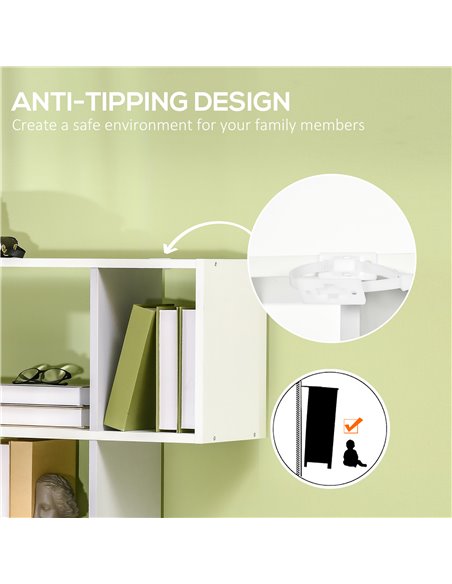 HOMCOM Modern Bookshelf, 5-Tier Bookcase with 13 Open Shelves, Freestanding Decorative Storage for Home Office, Study - White 83 - pic 68619 | FastDaddyshop