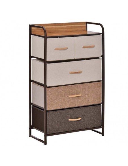 Homcom 5-Drawer Dresser with Steel Frame, Wooden Top - pic 6862 | FastDaddyshop