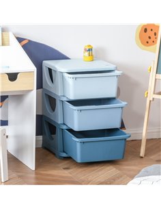 Homcom Kids Storage Units, Dresser with 3 Drawers Blue 2