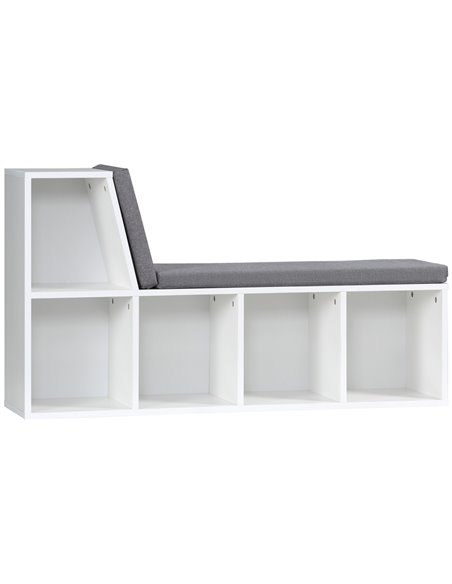 HOMCOM Bookcase Storage Shelf with Cushioned Reading Seat, Bookshelf Storage Cabinet for Study Living Room, White 836-536GY - pic 68651 | FastDaddyshop
