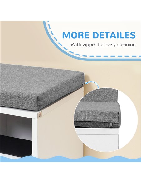 HOMCOM Bookcase Storage Shelf with Cushioned Reading Seat, Bookshelf Storage Cabinet for Study Living Room, White 836-536GY - pic 68657 | FastDaddyshop