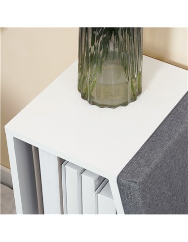 HOMCOM Bookcase Storage Shelf with Cushioned Reading Seat, Bookshelf Storage Cabinet for Study Living Room, White 836-536GY