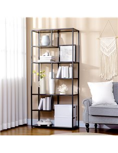 HOMCOM Industrial Bookcase Shelf, 7 Tier Metal Shelving, Rustic Brown 838-305V00RB 2
