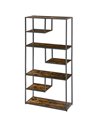 HOMCOM Industrial Bookcase Shelf, 7 Tier Metal Shelving, Rustic Brown 838-305V00RB