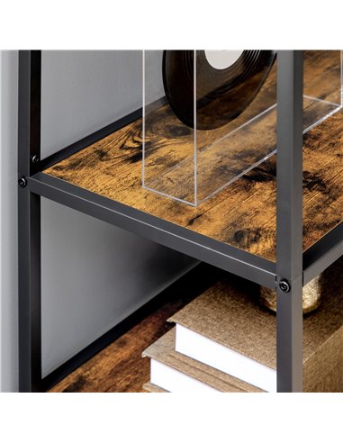 HOMCOM Industrial Bookcase Shelf, 7 Tier Metal Shelving, Storage Shelves for Living Room, Home Office, Bedroom, Rustic Brown 838