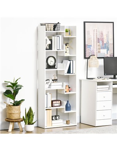 HOMCOM Modern Book Shelf with 11 Open Shelves, 6-Tier Bookcase, Freestanding Shelving Unit for Home Office and Study, White 836-