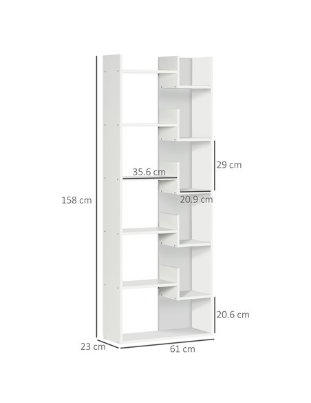 HOMCOM Modern Book Shelf with 11 Open Shelves, 6-Tier Bookcase, Freestanding Shelving Unit for Home Office and Study, White 836- - pic 68670 | FastDaddyshop