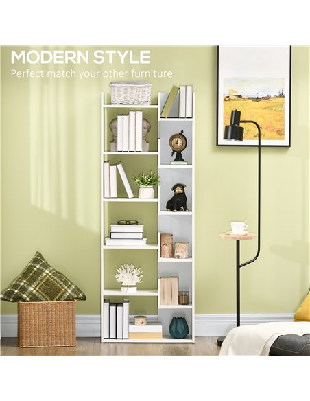 HOMCOM Modern Book Shelf with 11 Open Shelves, 6-Tier Bookcase, Freestanding Shelving Unit for Home Office and Study, White 836- - pic 68671 | FastDaddyshop
