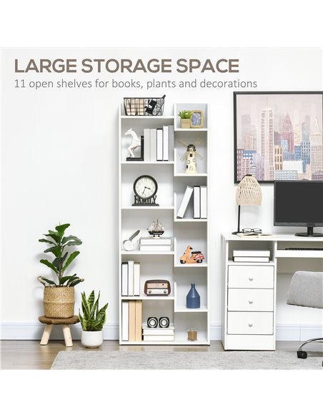 HOMCOM Modern Book Shelf with 11 Open Shelves, 6-Tier Bookcase, Freestanding Shelving Unit for Home Office and Study, White 836- - pic 68672 | FastDaddyshop