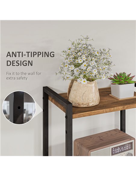 HOMCOM Industrial Bookcase 4-Tier Storage Shelf with 2 Fabric Drawers and Metal Frame for Living Room, Bedroom, Rustic Brown 838 - pic 68682 | FastDaddyshop