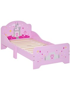 HOMCOM MDF Kids Castle Design Kids Single Bed Pink 311-015