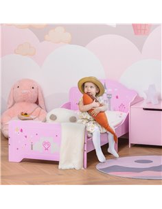 HOMCOM MDF Kids Castle Design Kids Single Bed Pink 311-015 2