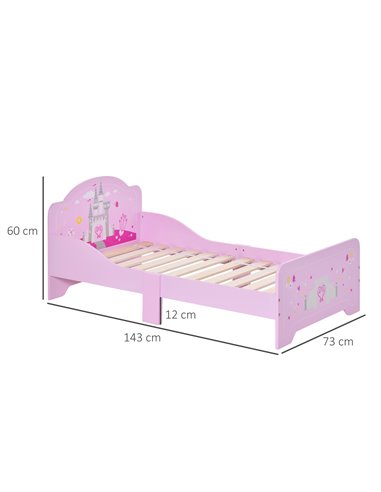 HOMCOM MDF Kids Castle Design Kids Single Bed Pink 311-015